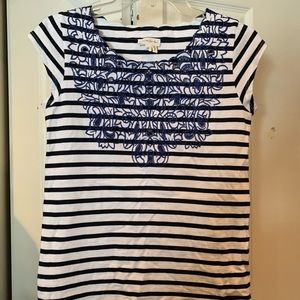 Anthropologie Striped Embroidered Shirt